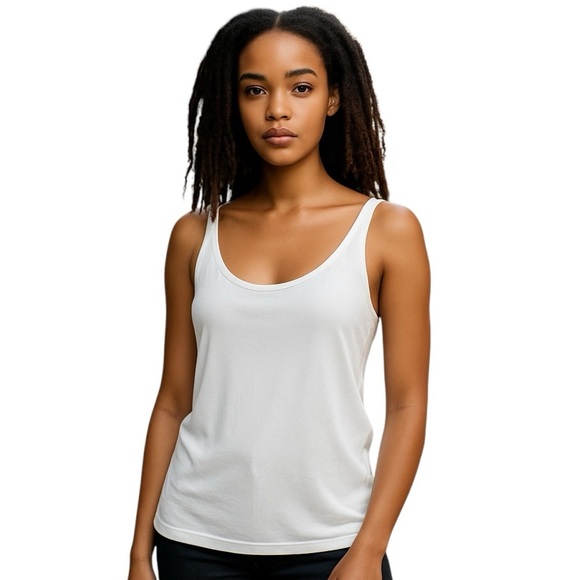 For The Republic Frayed Edges Women’s White Tank Top sz Medium - Picture 1 of 8